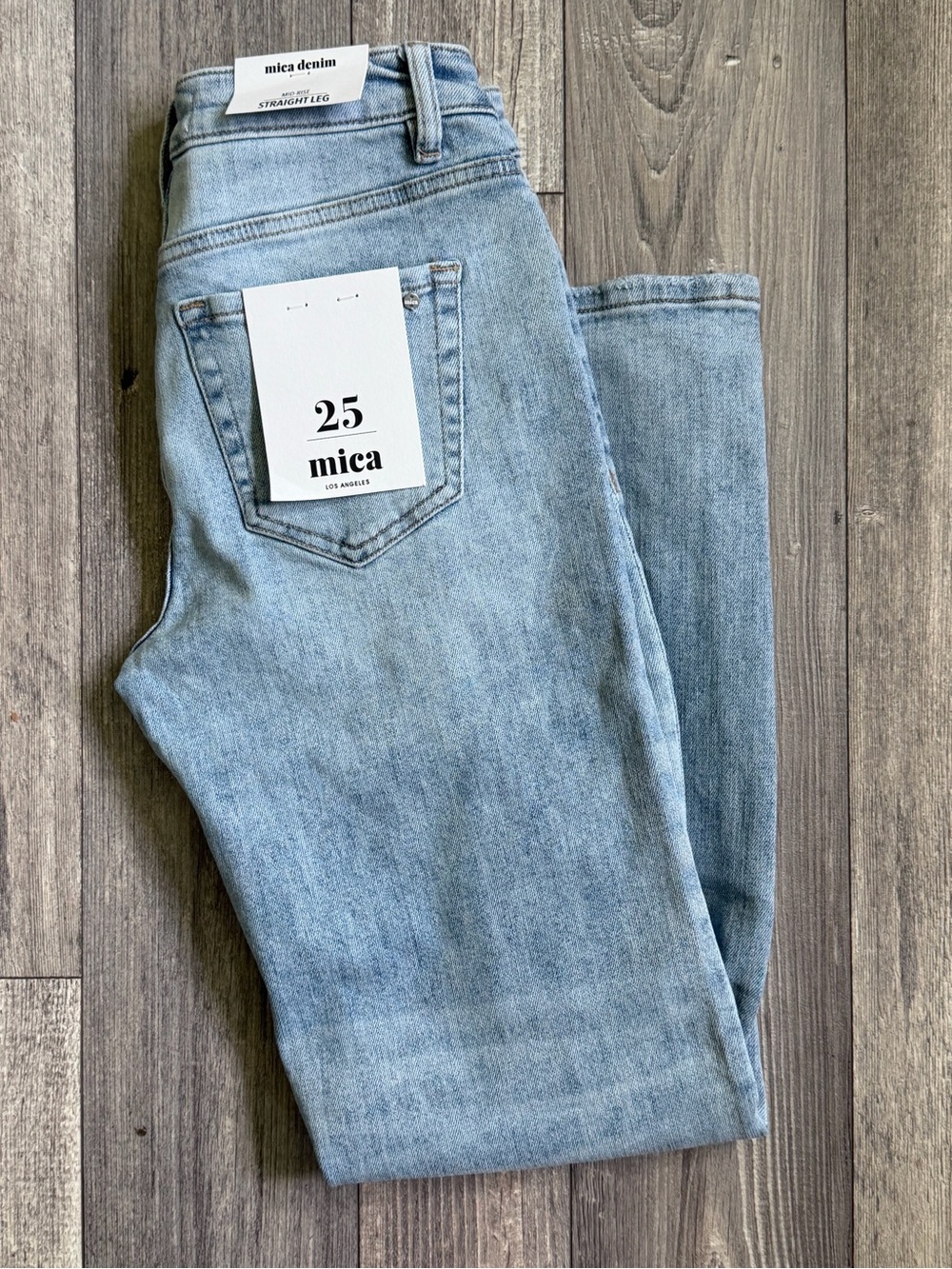 mica denim Light Wash Straight Leg Jeans - Light Blue